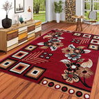 Royal Red Floral Geometric Carpet