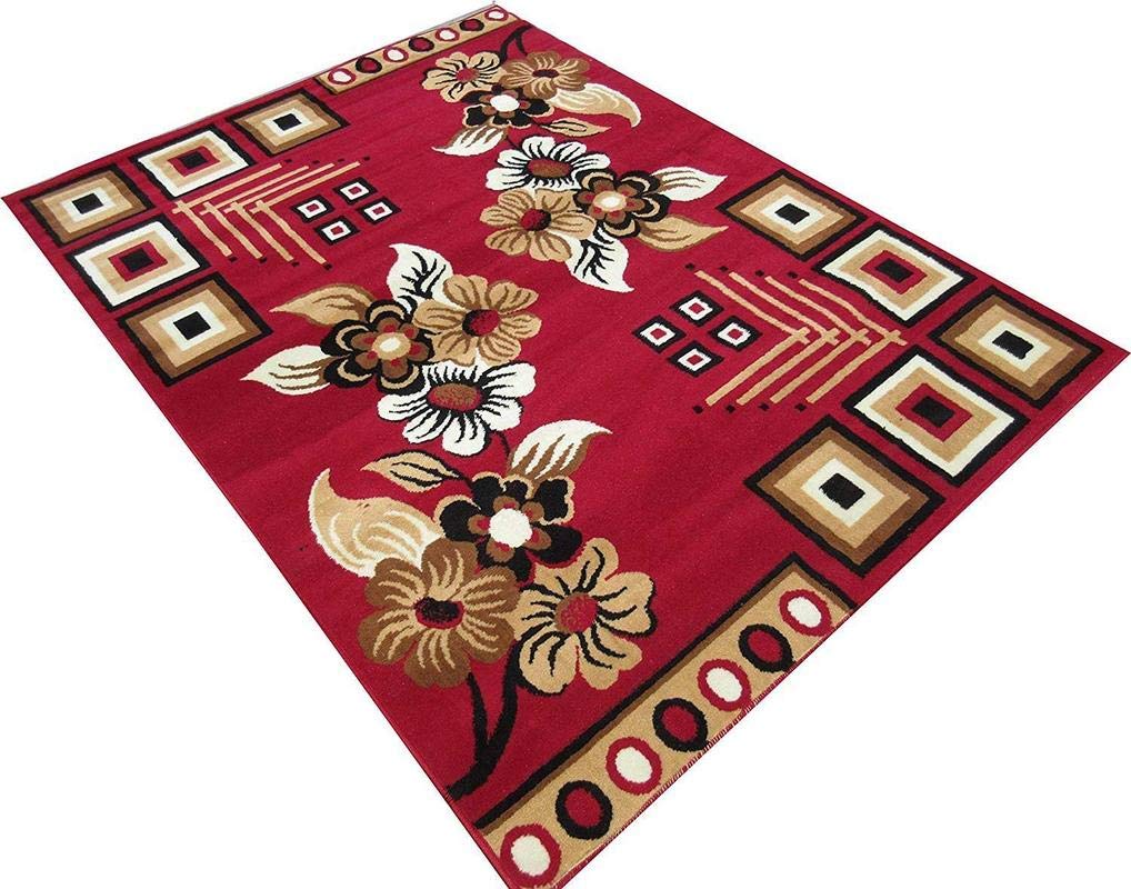 Royal Red Floral Geometric Carpet