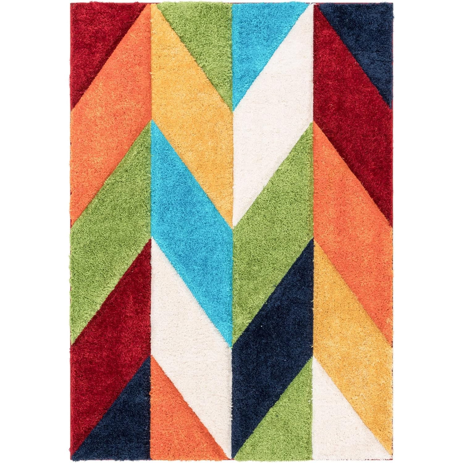 Vibrant Geometric Shaggy Carpet