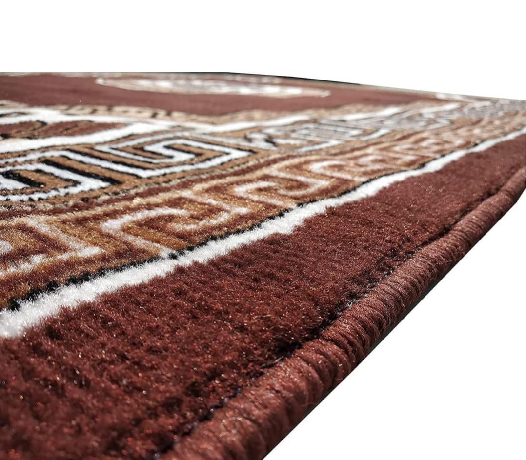 Classic Brown Medallion Border Carpet