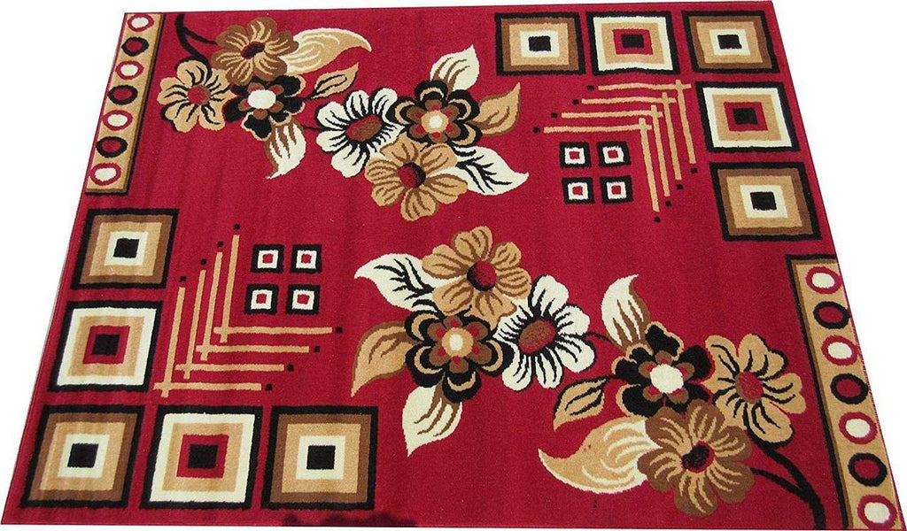 Royal Red Floral Geometric Carpet