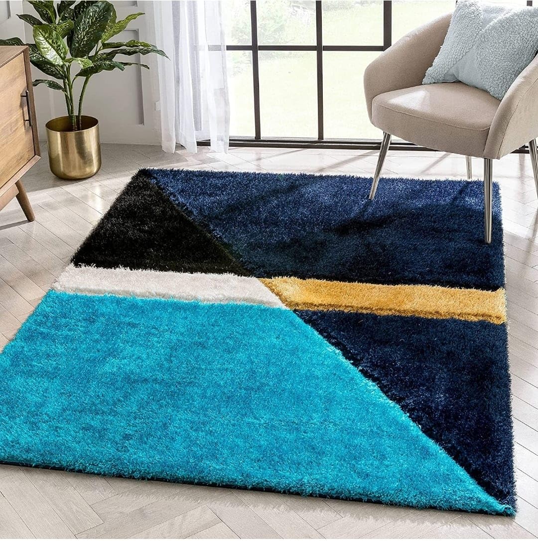 Modern Color-Block Shaggy Carpet